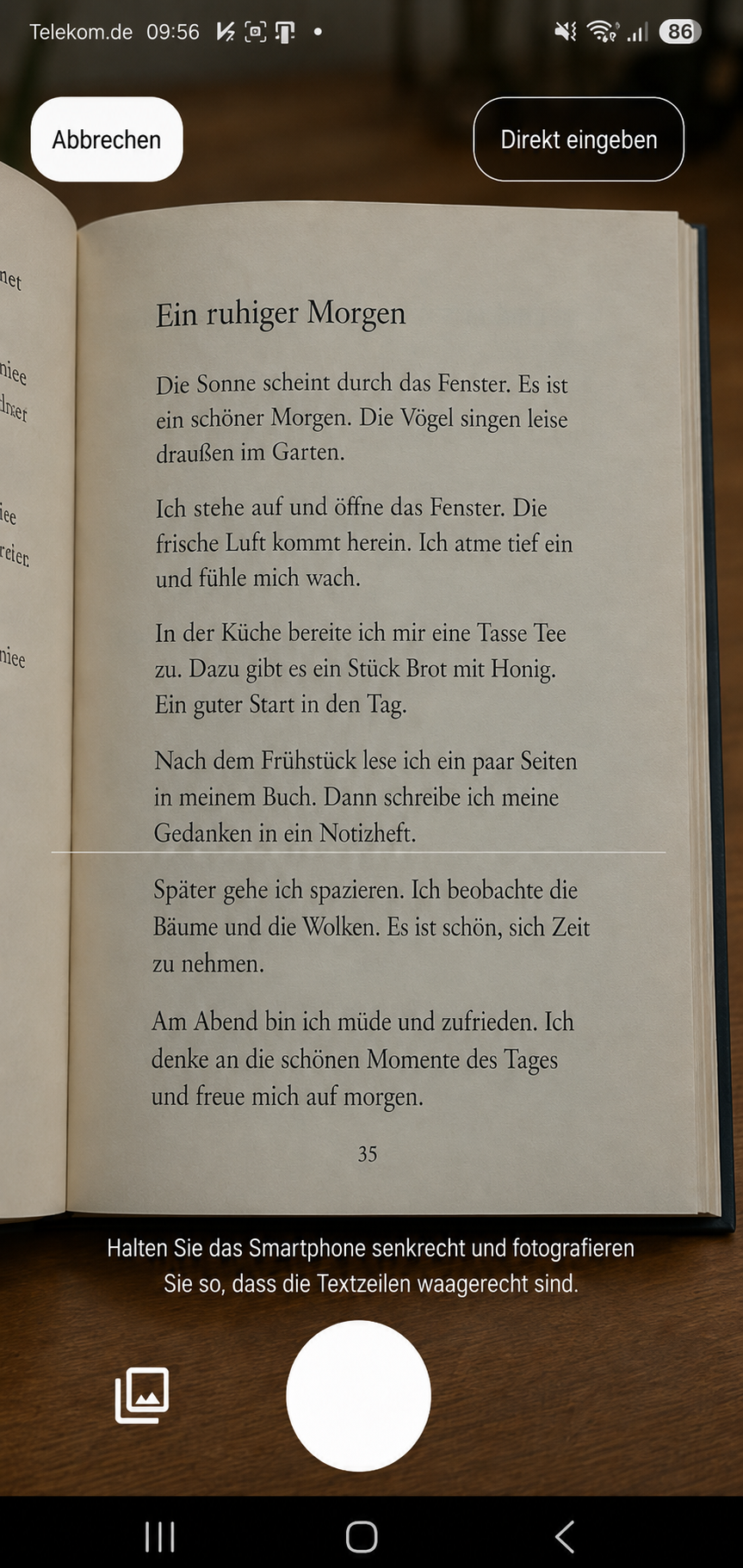 Sätze erfassen mit der Kamera