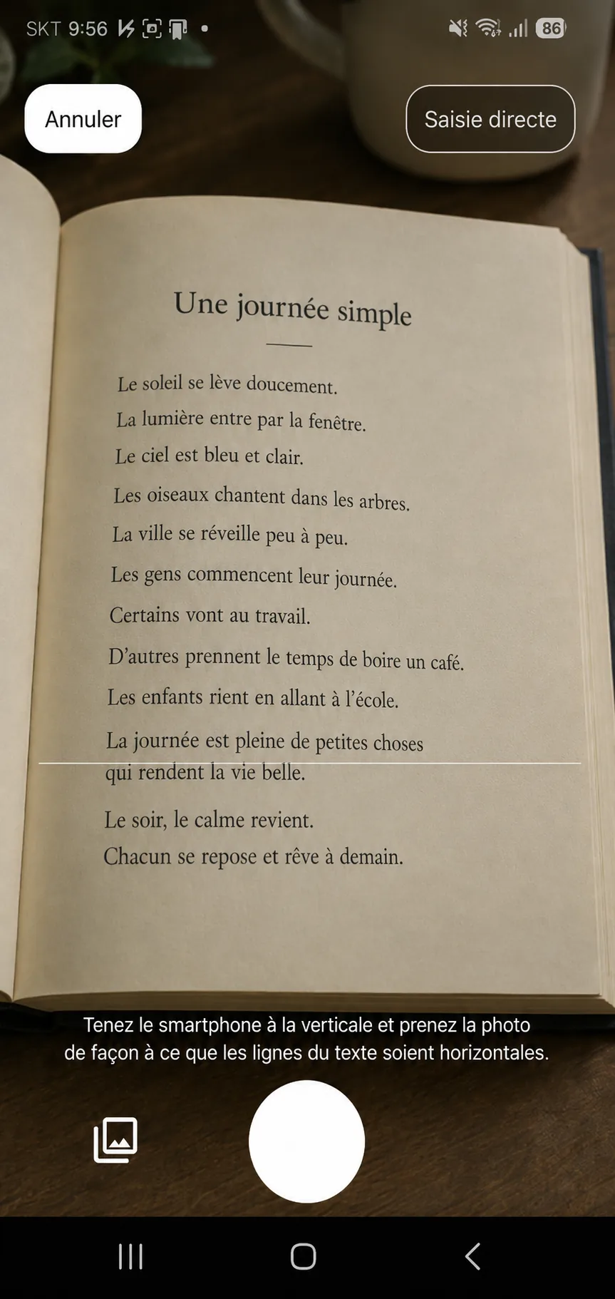 Capturez des phrases avec l'appareil photo